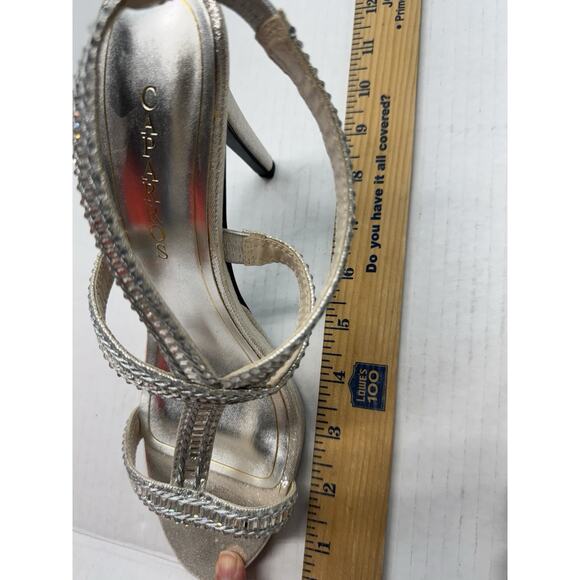 CAPARROS Dance Shoes Heels Sz 10 M Silver Formal Heel Sparkle Rhinestones NWB - Picture 7 of 8